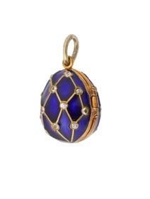 RUSSIAN SILVER ENAMEL LOCKET EASTER EGG PENDANT