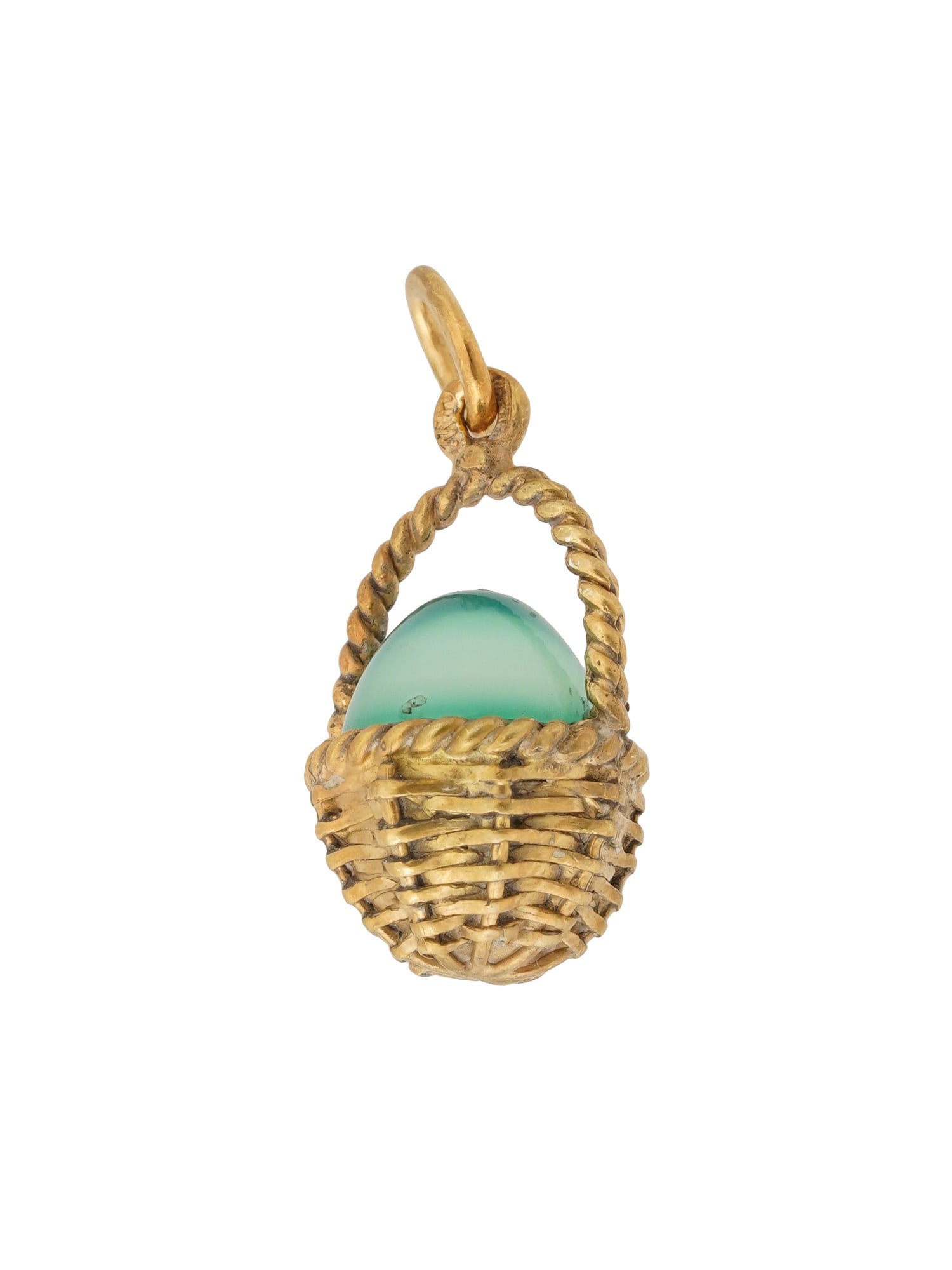 RUSSIAN SILVER CHRYSOPRASE BASKET EASTER EGG PENDANT (1 of 6)
