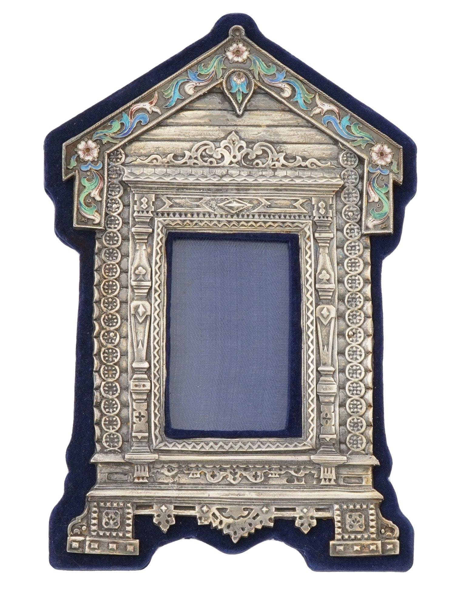 RUSSIAN SILVER AND CLOISONNE ENAMEL PICTURE FRAME (1 of 11)