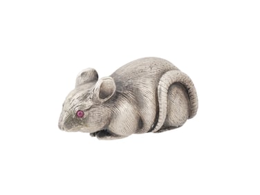 RUSSIAN 84 SOLID SILVER FIGURINE OF A RAT