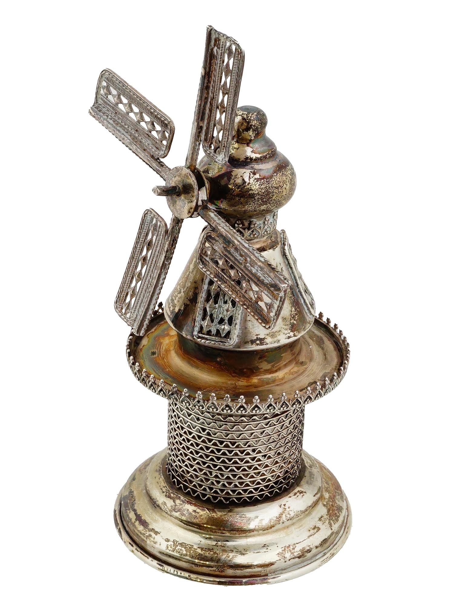 VINTAGE JUDAICA 925 SILVER BESAMIM WINDMILL SPICE BOX (1 of 8)