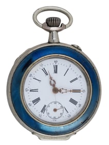 ANTIQUE DANIEL POCKET WATCH IN SILVER ENAMEL CASE