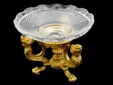 ANTIQUE PAIRPOINT GILT BRONZE CRYSTAL CENTERPIECE