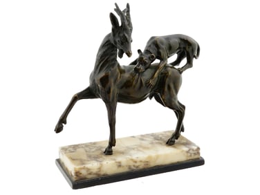 GRAND TOUR ROMAN MANNER DEER DOG BRONZE STATUETTE