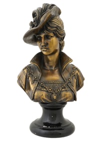 VICTORIAN WOMAN BRONZE BUST AFTER BENEDETTO BOSCHETTI