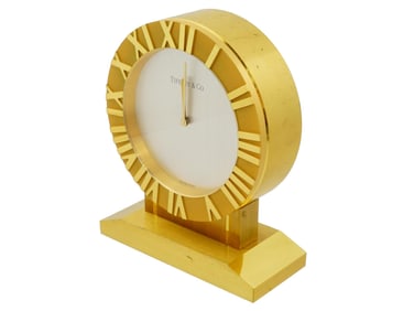 1970S TIFFANY AND CO ATLAS BRASS DESKTOP CLOCK