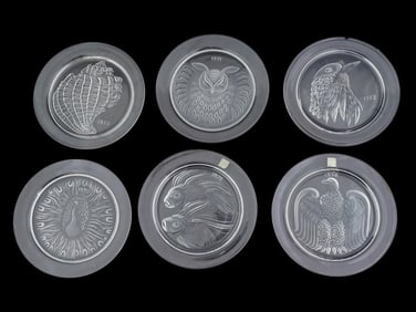 VINTAGE FRENCH LALIQUE CRYSTAL ANNUAL COLLECTOR PLATES