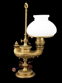 VINTAGE HARVARD STYLE STUDENT BRASS DESK LAMP