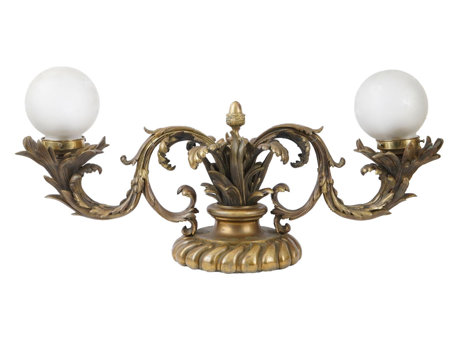 ELECRIC GILT BRONZE TWO LIGHT FIXTURE W SCROLLED ARMS (1 of 11)