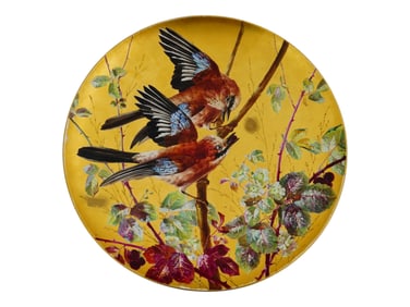 VINTAGE FRENCH MONTEREAU HAND PAINTED PORCELAIN CHARGER