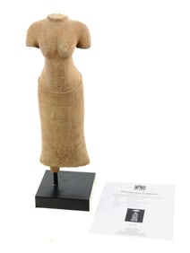 ANTIQUE CARVED HARDSTONE TORSO OF A FEMALE DIVINITY