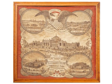 1876 PHILADELPHIA CENTENNIAL EXHIBITION HANDKERCHIEF