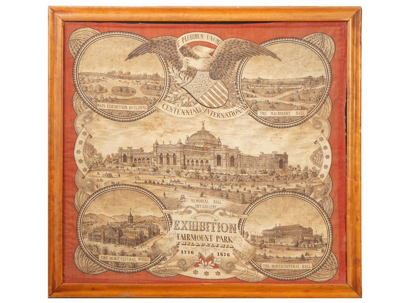 1876 PHILADELPHIA CENTENNIAL EXHIBITION HANDKERCHIEF (1 of 4)