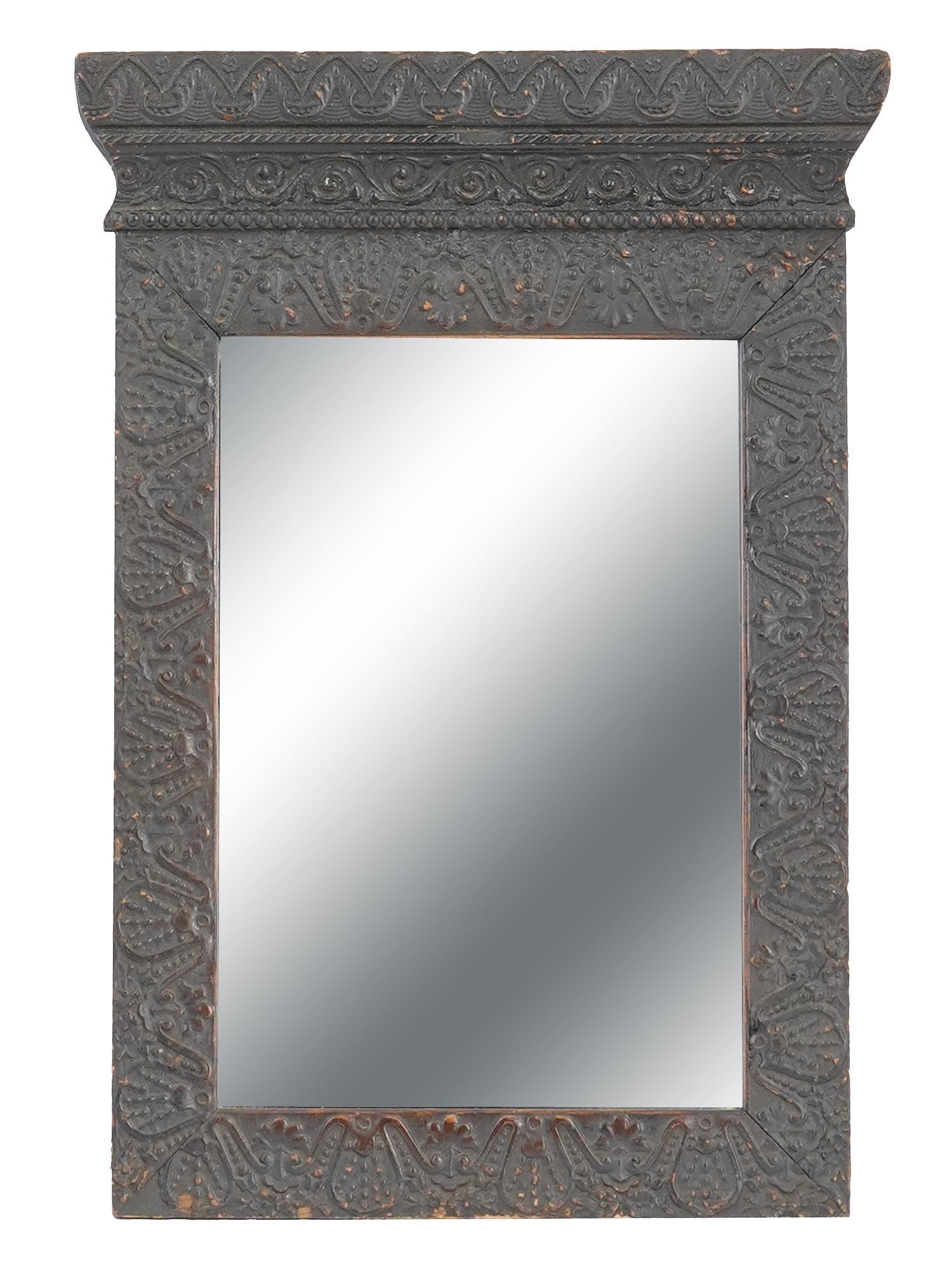 FOLK ART MIRROR WITH ORNATE CARVED FRAME (1 of 4)