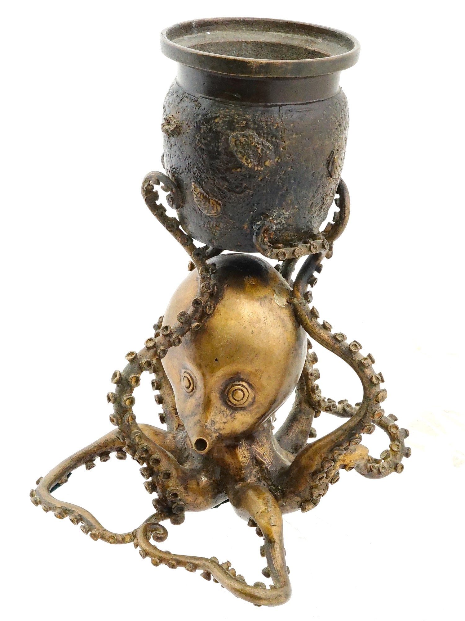 ANTIQUE JAPANESE OCTOPUS PATINATED BRONZE SCULPTURE (1 of 7)