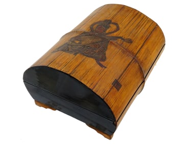 VINTAGE 1920S JAPANESE BAMBOO LACQUERED BOX SIGNED
