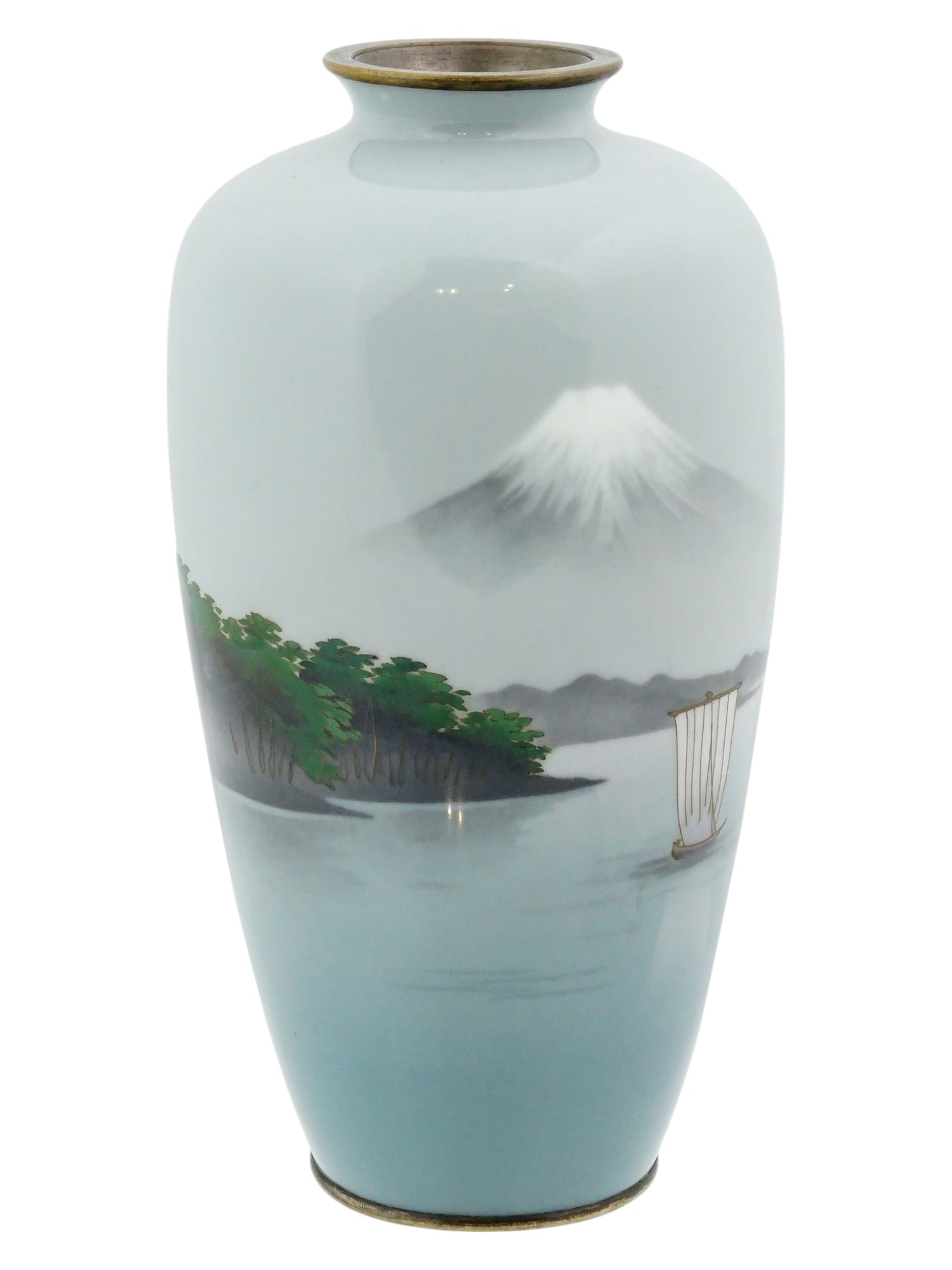 ANTIQUE JAPANESE ANDO PALE BLUE CLOISONNE ENAMELED VASE (1 of 9)