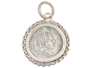 ANCIENT ROMAN SILVER COIN IN MODERN SILVER PENDANT