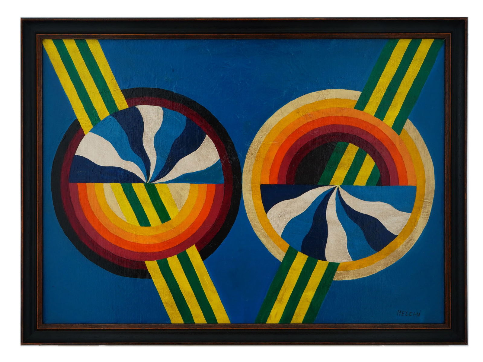 MOROCCAN ABSTRACT OIL PAINTING SIGNED MOHAMMED MELEHI (1 of 4)