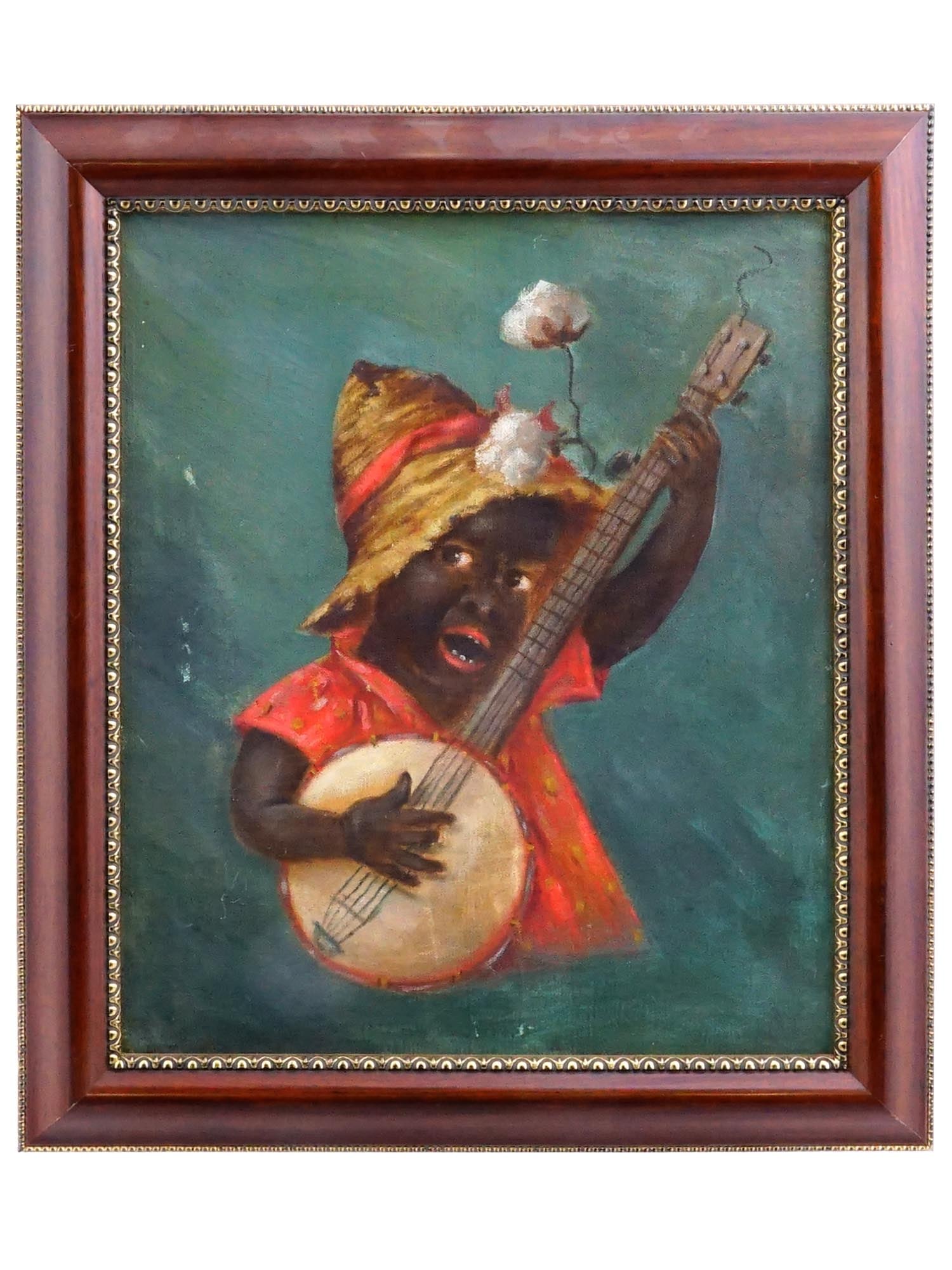 AFRO AMERICAN SCHOOL FOLK ART PORTRAIT OIL PAINTING (1 of 5)