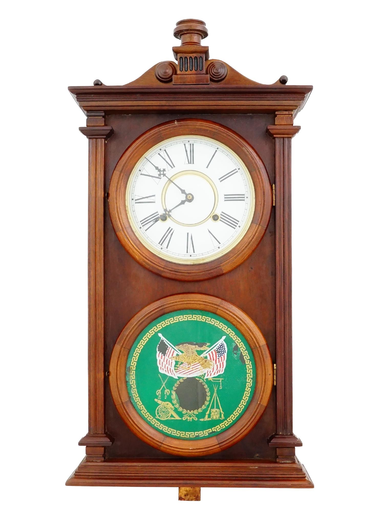 VINTAGE WOODEN CABINET CLOCK WITH PENDULUM (1 of 10)