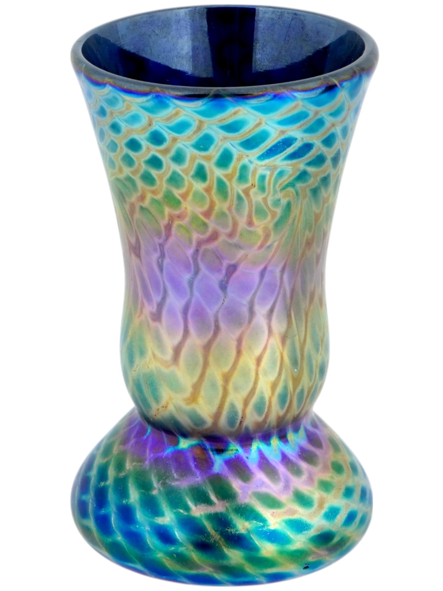 MINIATURE VINTAGE IRIDESCENT ART GLASS VASE (1 of 6)