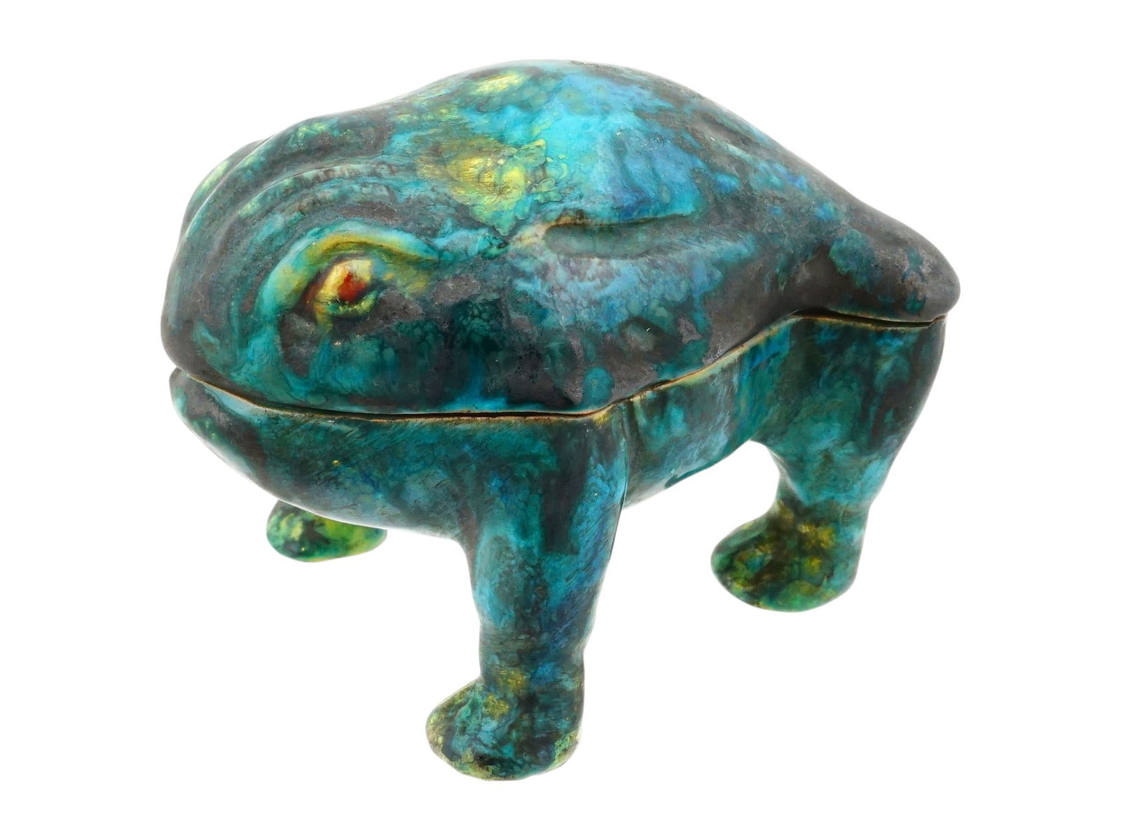 VINTAGE ITALIAN GLAZED CERAMIC FROG TRINKET BOX (1 of 9)
