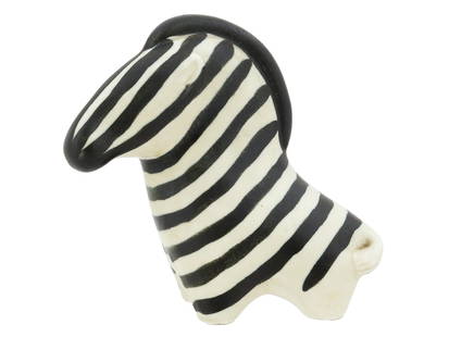 VINTAGE HAND PAINTED CERAMIC ZEBRA FIGURINE: A vintage glazed hand-painted ceramic sculpture representing a stylized zebra. Unmarked. Collectible Pottery And Ceramics, Home Decor, Safari Animals. THIS LOT QUALIFIES FOR A 30-DAY UNCONDITIO