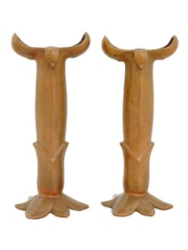 PAIR OF ART NOUVEAU CAST COPPER CANDLESTICKS