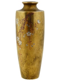 ANTIQUE JAPANESE BRONZE SILVER COPPER N NAGAWA VASE
