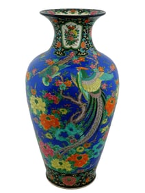 ANTIQUE JAPANESE PORCELAIN VASE W BIRDS AND FLOWERS