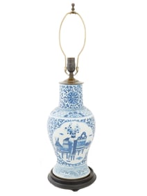 ANTIQUE CHINESE CERAMIC HUNDRED ANTIQUES JAR LAMP