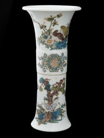ANTIQUE CHINESE FAMILLE ROSE PORCELAIN GU VASE