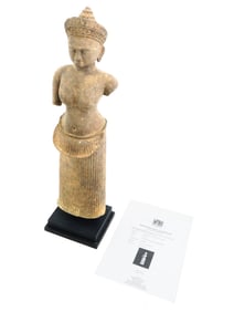 ANCIENT CAMBODIAN STANDING UMA 9 TO 10TH CEN W COA