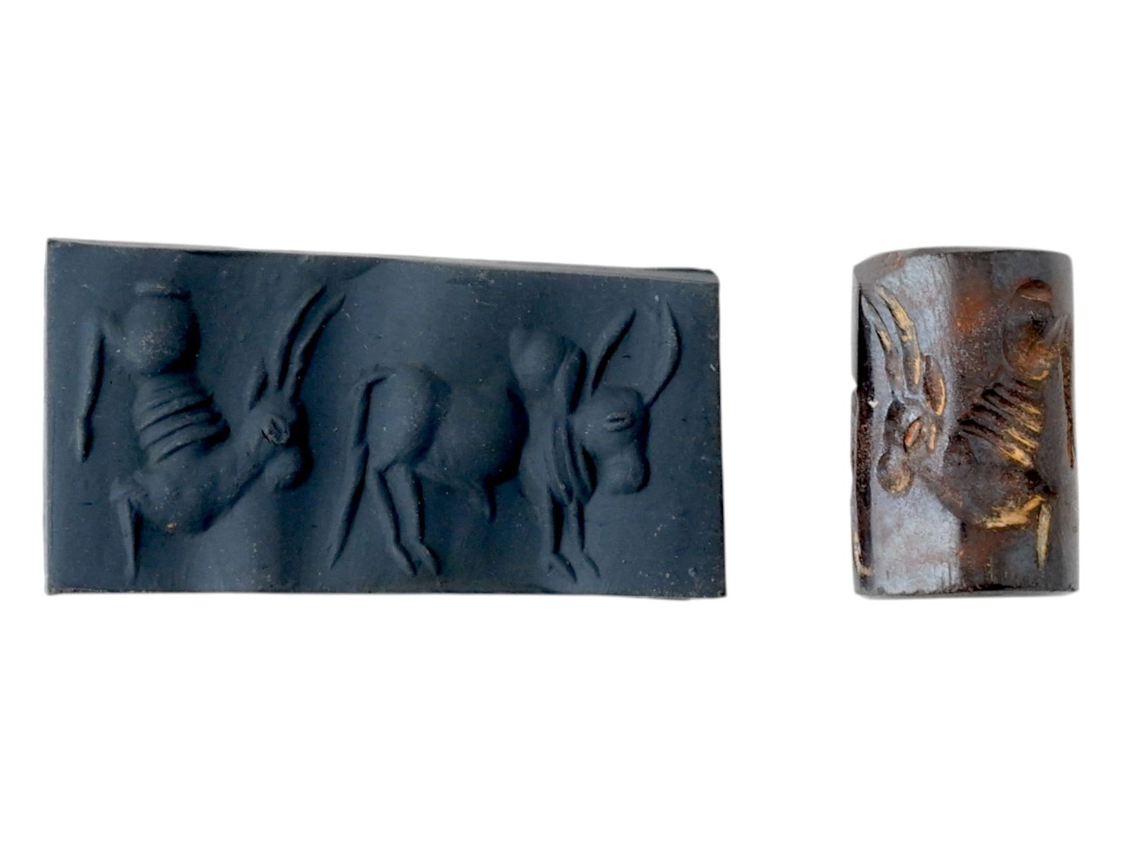ANCIENT SUMERIAN HEMATITE CYLINDER SEAL BEAD 2000 BC (1 of 6)