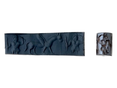 ANCIENT MESOPOTAMIAN HEMATITE CYLINDER SEAL BEAD