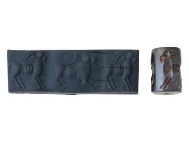 ANCIENT PERSIAN CARVED HEMATITE CYLINDER SEAL 500 BC
