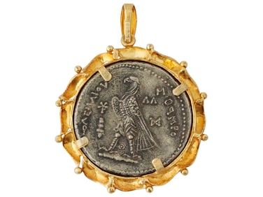 ANCIENT PTOLEMY TETRADRACHM SILVER COIN PENDANT