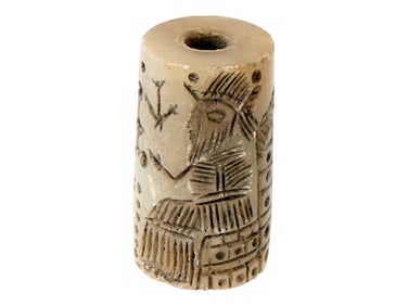ANCIENT PERSIAN AGATE CYLINDER SEAL WITH HUMAN FIGURES