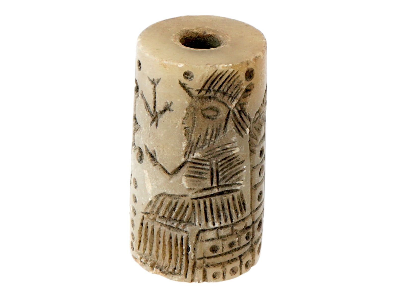 ANCIENT PERSIAN AGATE CYLINDER SEAL WITH HUMAN FIGURES (1 of 6)