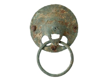 LARGE ANCIENT ROMAN EMPIRE BRONZE LION HEAD HANDLE