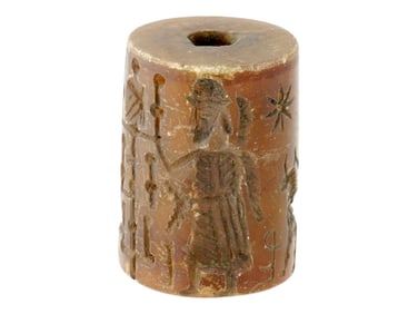 ANCIENT BABYLONIAN CARVED CYLINDER SEAL BEAD 1920 BC