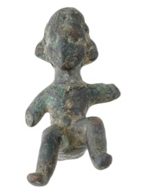 ANCIENT NEAR EASTERN BRONZE FIGURE OF A SEATED MAN