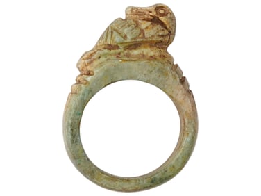 ANCIENT EGYPTIAN CARVED STONE RING W DUCK CA 600 BC