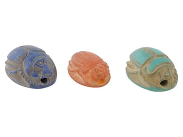 ANCIENT EGYPTIAN HAND STONE SCARAB BEADS 2040 TO 1786BC