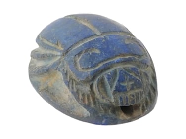 ANCIENT EGYPTIAN CARVED LAPIS LAZULI STONE SCARAB BEAD