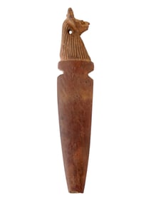 ANCIENT EGYPTIAN PESESH KEF WAND WITH CAT 663 TO 525 BC