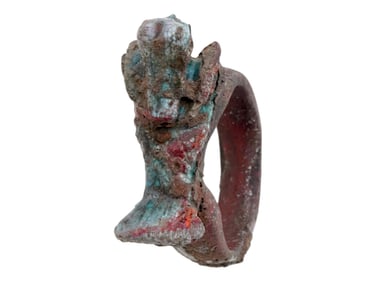 ANCIENT EGYPTIAN FAIENCE RING W BIRD 1570 TO 1342 BC