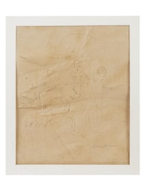 SOMNATH HORE INDIAN ABSTRACT MODERNIST WHITE PULP PRINT