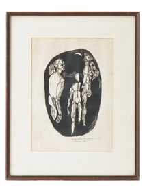 MODERNIST WOODCUT PRINT VERETTO SULLA MEZZALUNA THOMAS